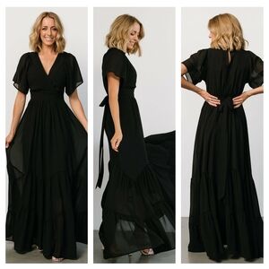 Baltic Born Katherine Maxi Dress Ruffle V-Neckline Ruffle New Without Tags